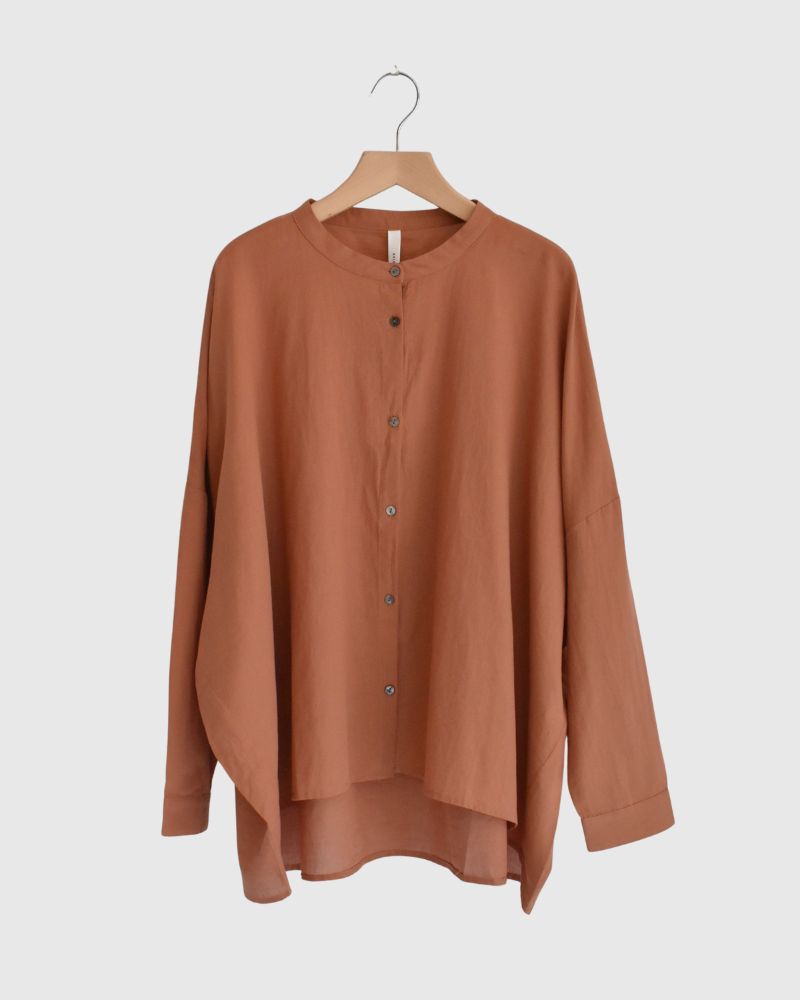 Wide back gathered blouse 'WIYAM' in Teracotta
