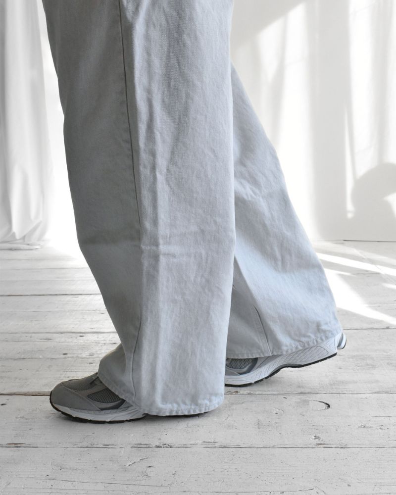 Wide Denim Pants in Gray