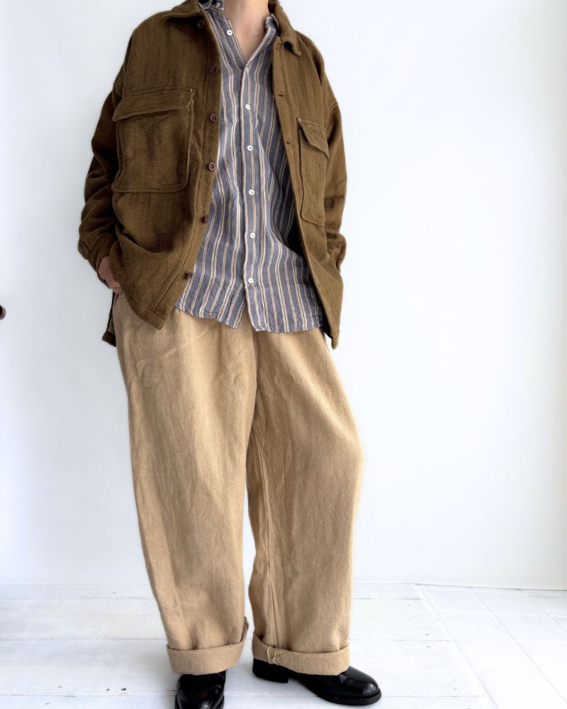 TEORI washed twill loose tapered pants in LightBeige
