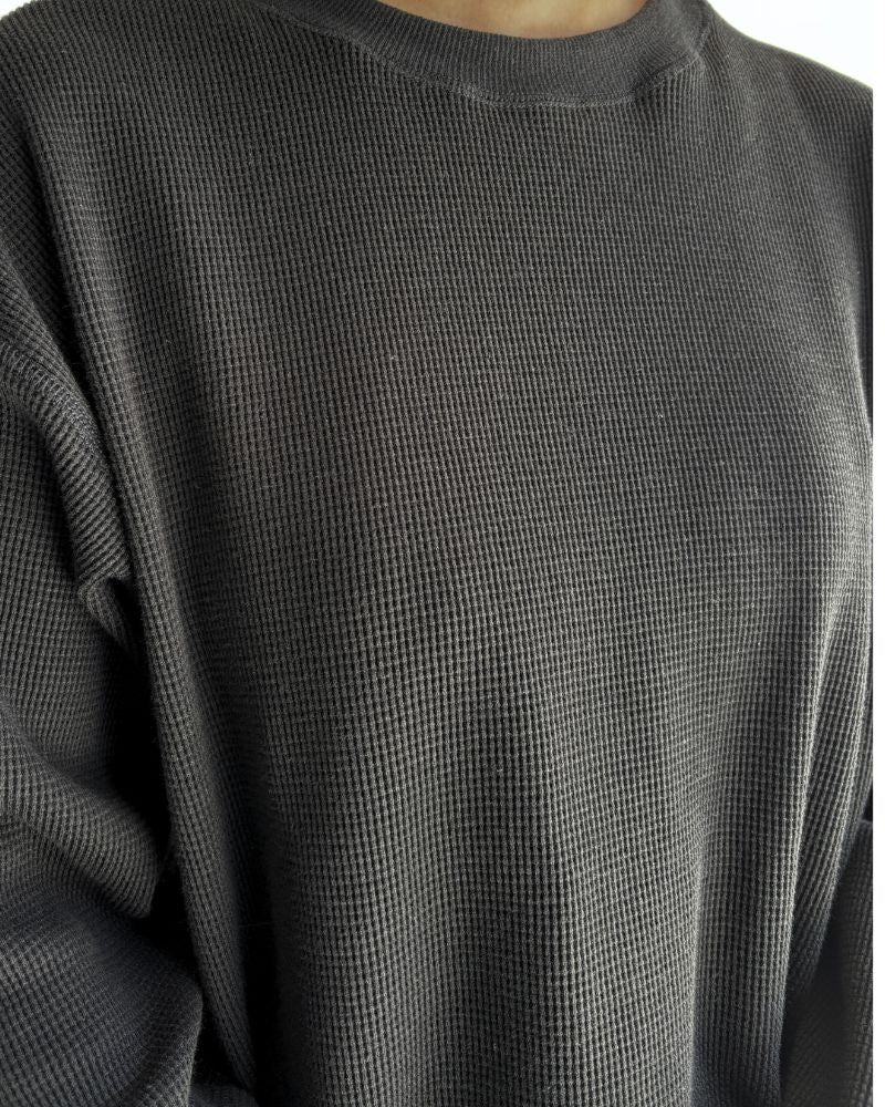 Waffle Long Sleeve Tee in Black