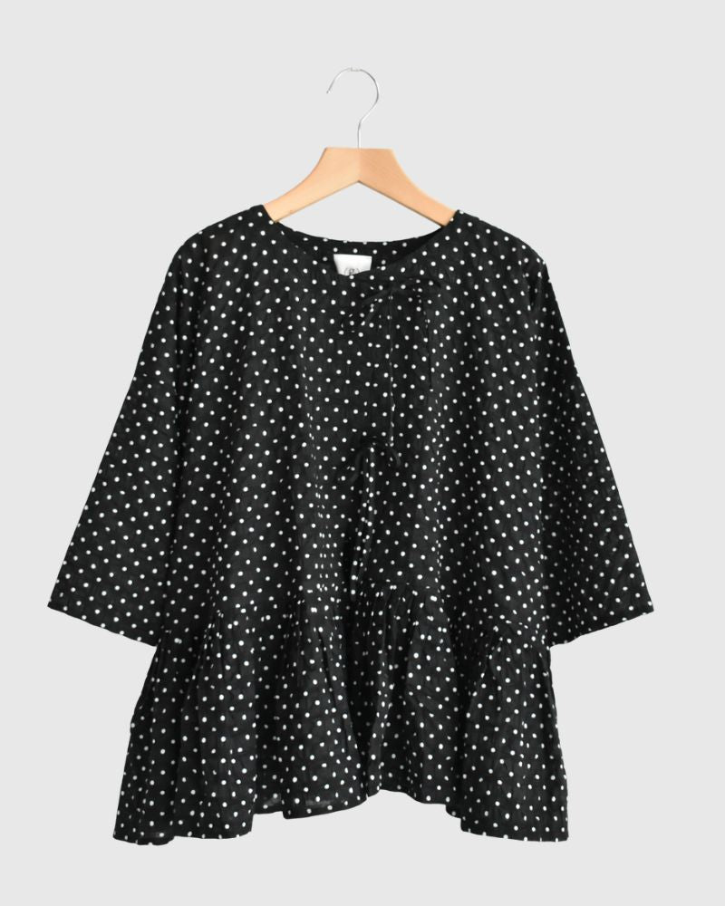 Ripple Dot Cache-coeur Blouse in Black/White