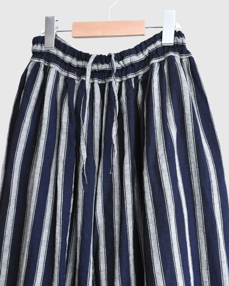 Linen Cotton Stripe Pants in Indigo/Natural