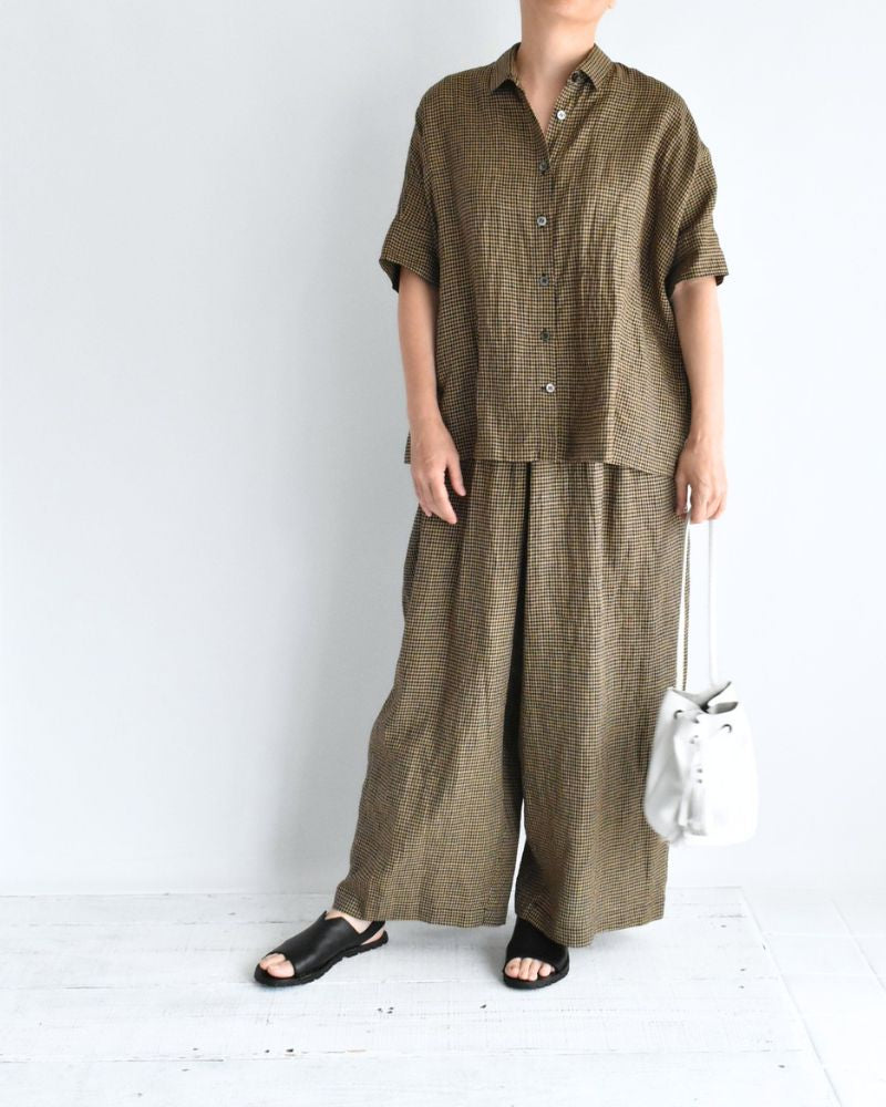 Wide Cuffed Shirt in Camel/Black