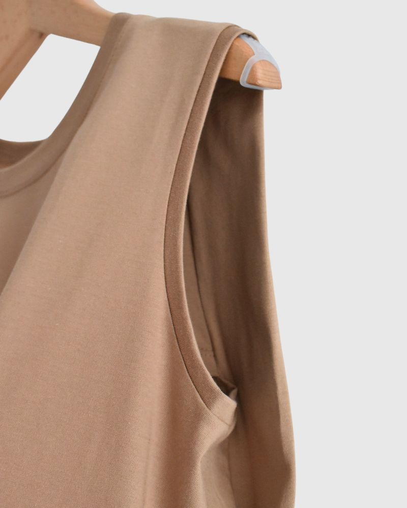 Shoulder Tuck Tank Top in Camel
