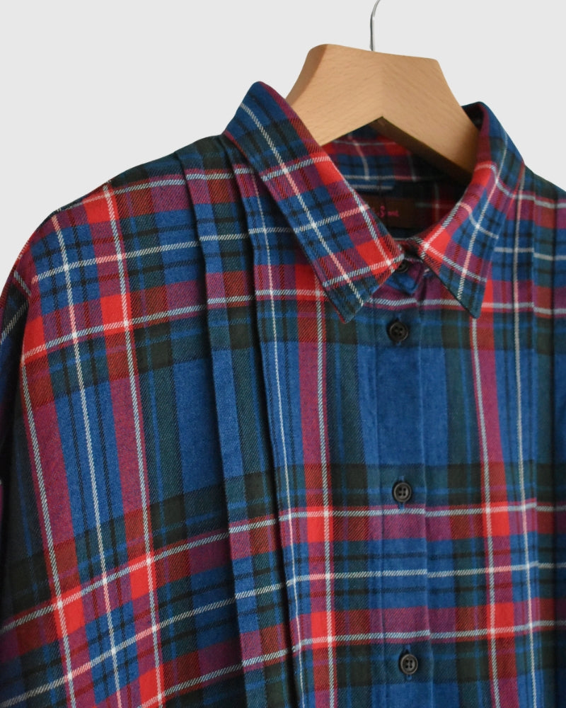 Indigo Tartan Foundation Shirt Dress in Indigo