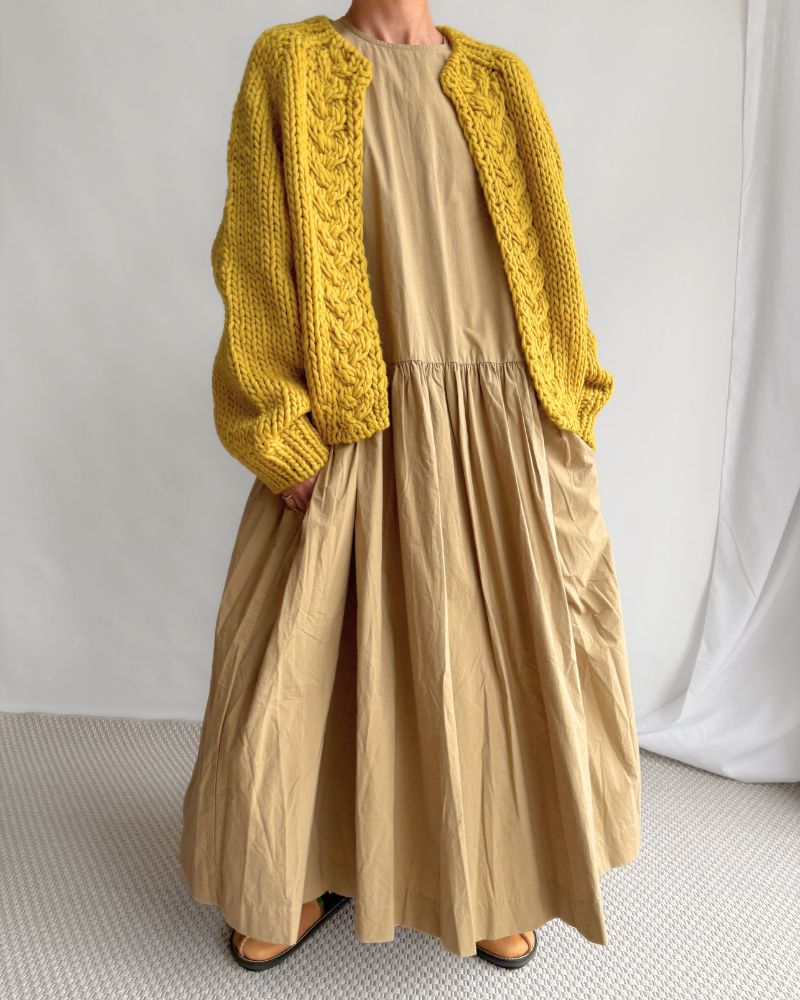 PERU Hand-Knit Short Cardigan in Yellow