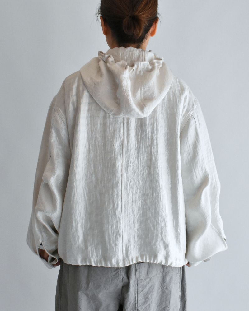 Shiny Hoodie Blouson in OffBeige