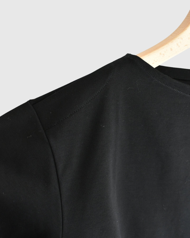 Giza Cotton Basque T-Shirt in Black