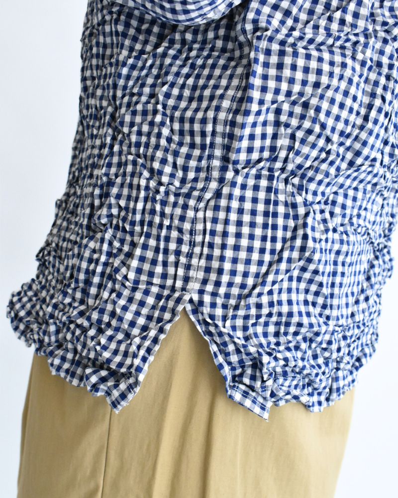 Regular Collar Long Sleeve Shirt in BlueGingham