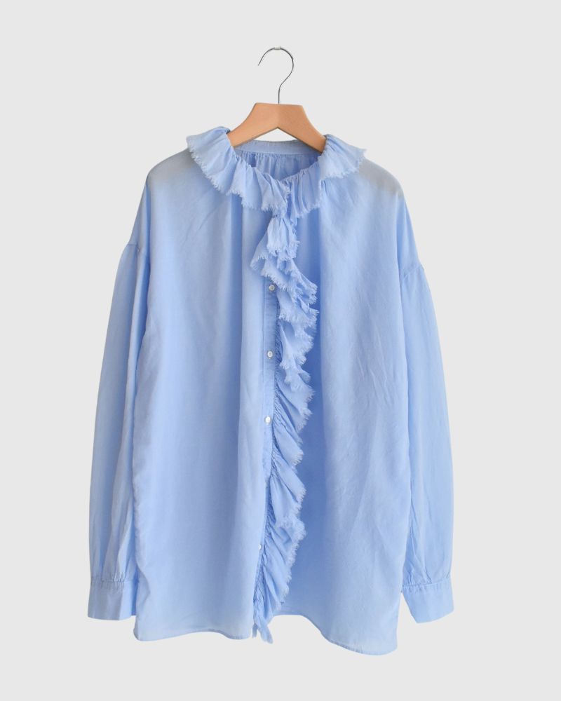Frill blouse in Blue