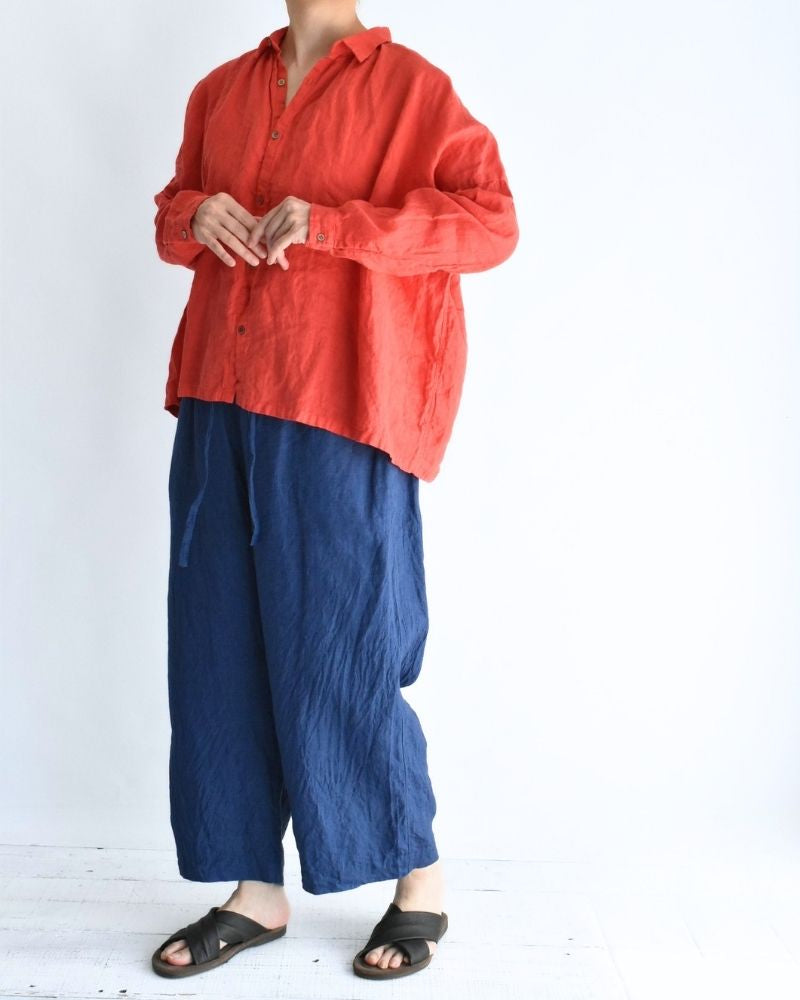 French Linen Shirt in Red