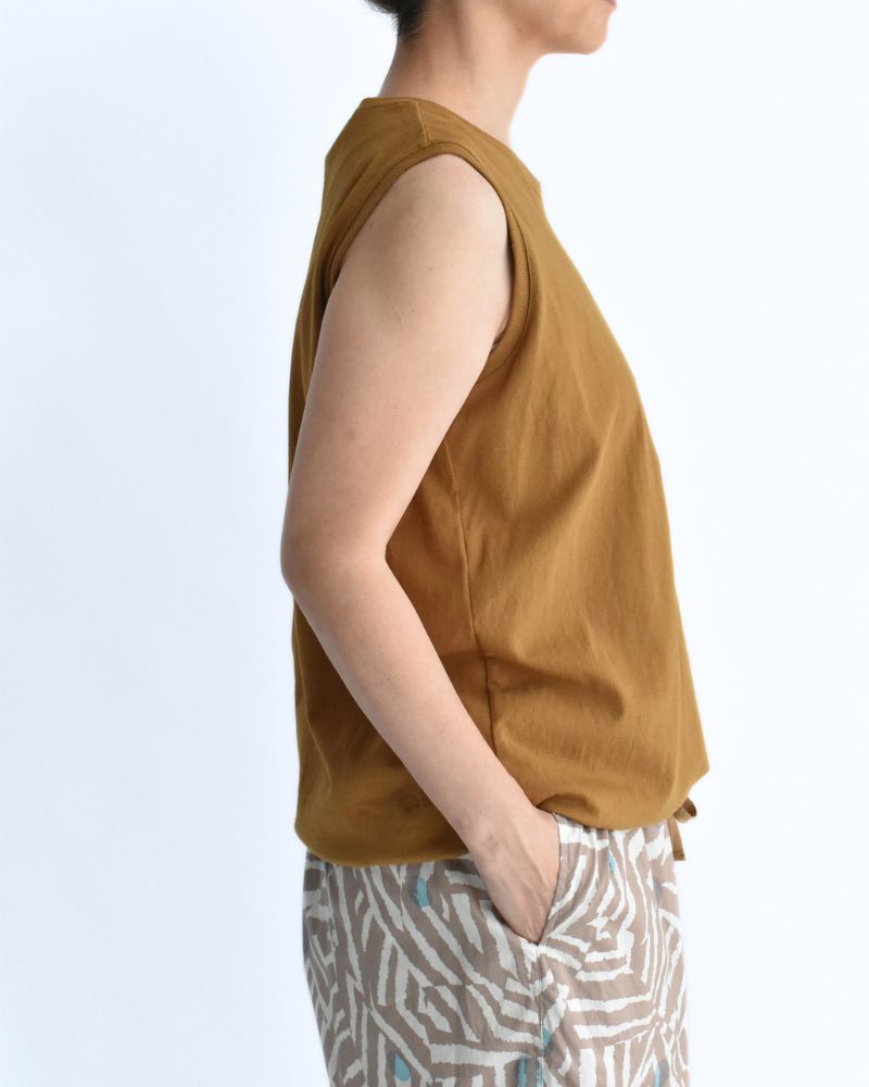 Sleeveless Drawstring T-shirt DarkCamel