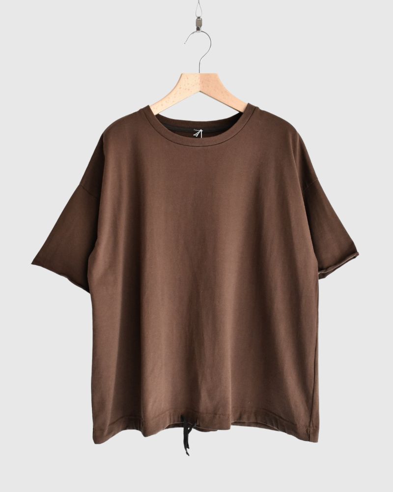 Cutoff Drawstring Tee in Brown