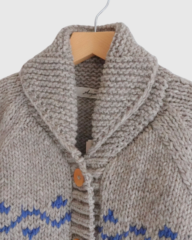 Wool Hand Knit Cardigan in Gray