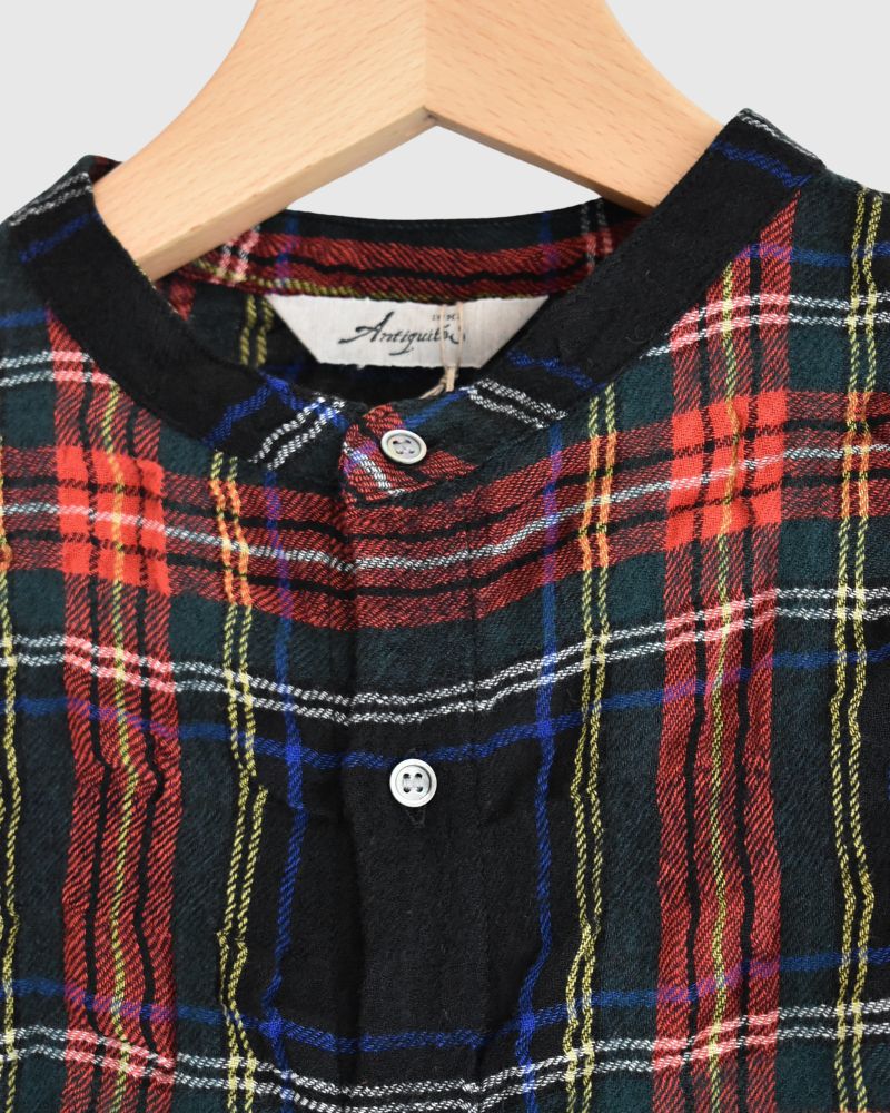 Cotton wool tartan check dress in Black