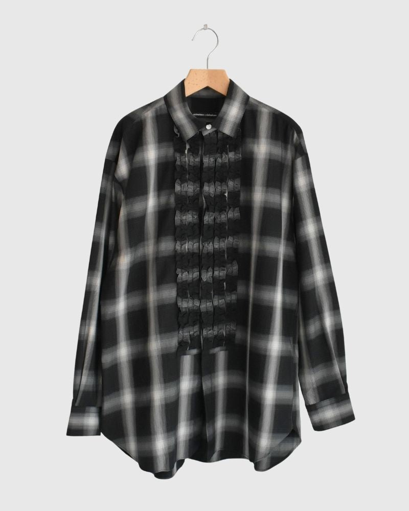 DORIS-W Frill Blouse in GrayCheck