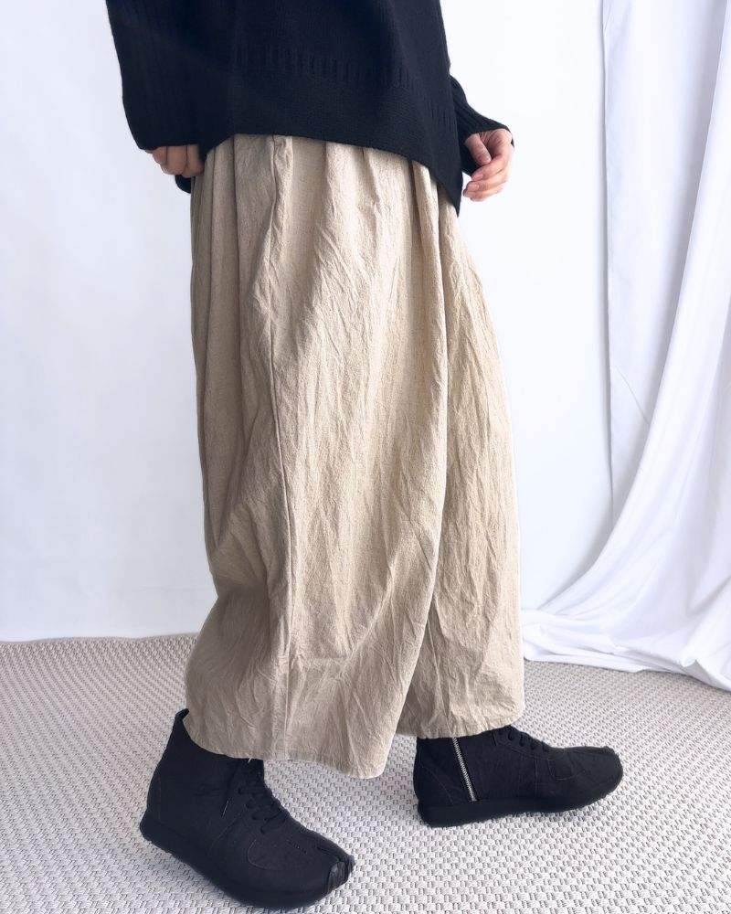 CAMILLE CANVAS TUCK PANTS in Natural