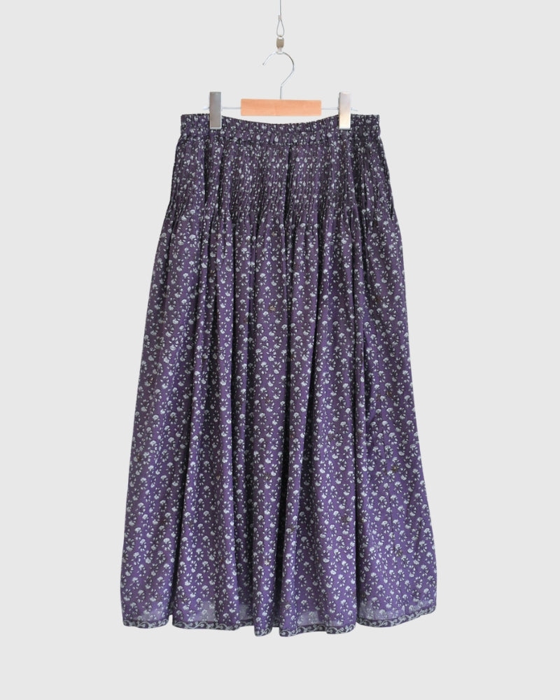 Rajasthan Tuck Gathered Skirt with Lining in Purple
