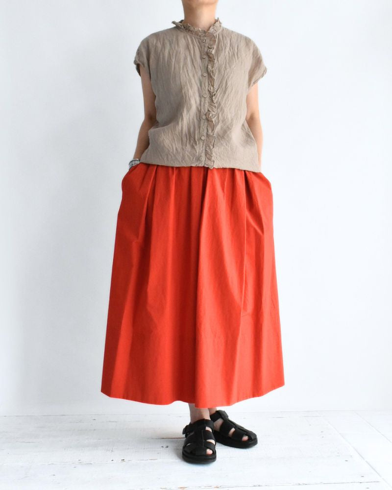 French/SL Frill Collar Shirt in AshBeige