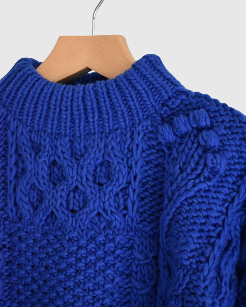 Peru Hand Knit Pullover in Blue