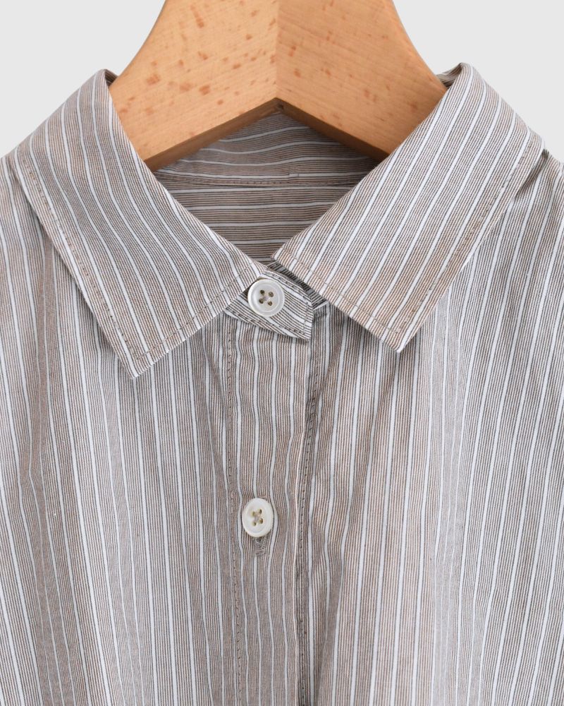 Regular Collar Big Shirt in BrownStripe
