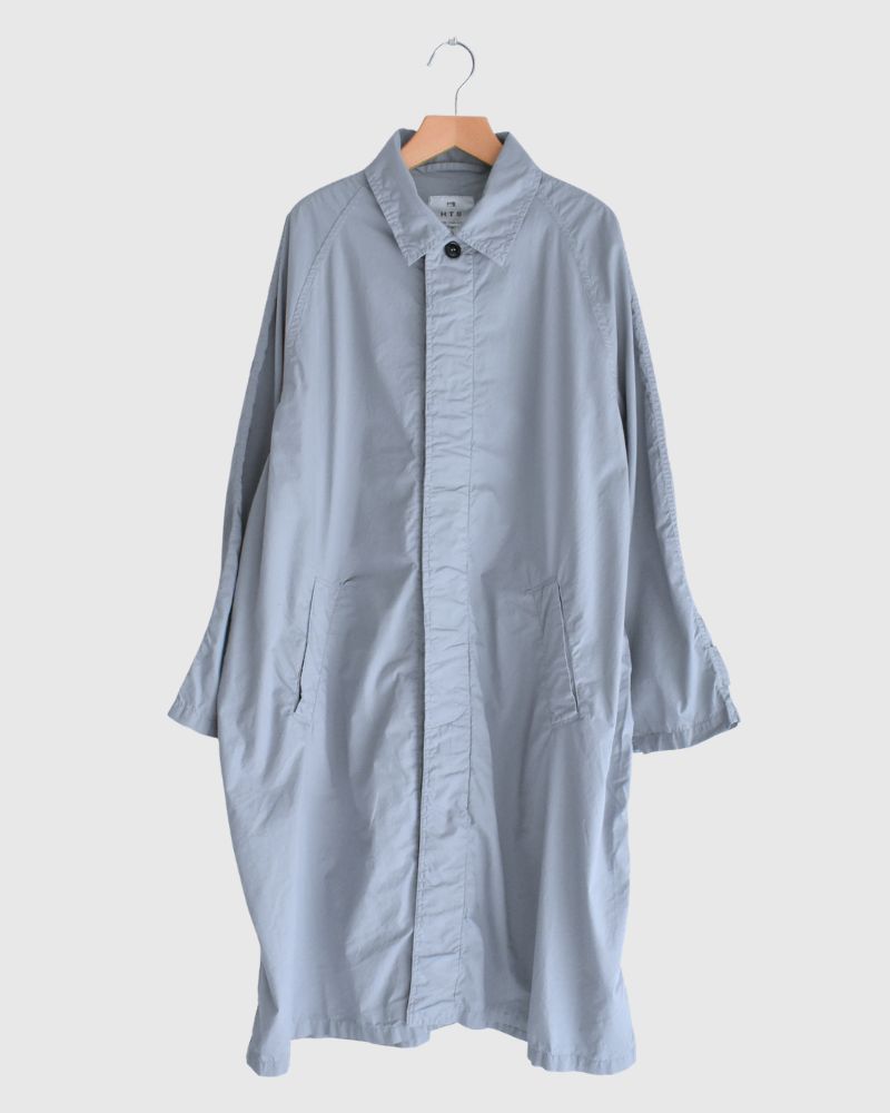 60s COTTON POPLIN OVERDYE BALMACAAN COAT in Blue