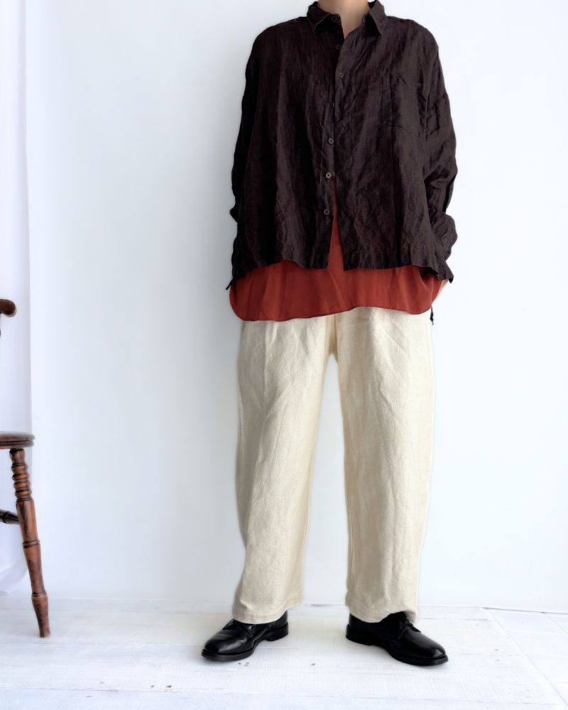TEORI washed twill loose tapered pants in OffWhite