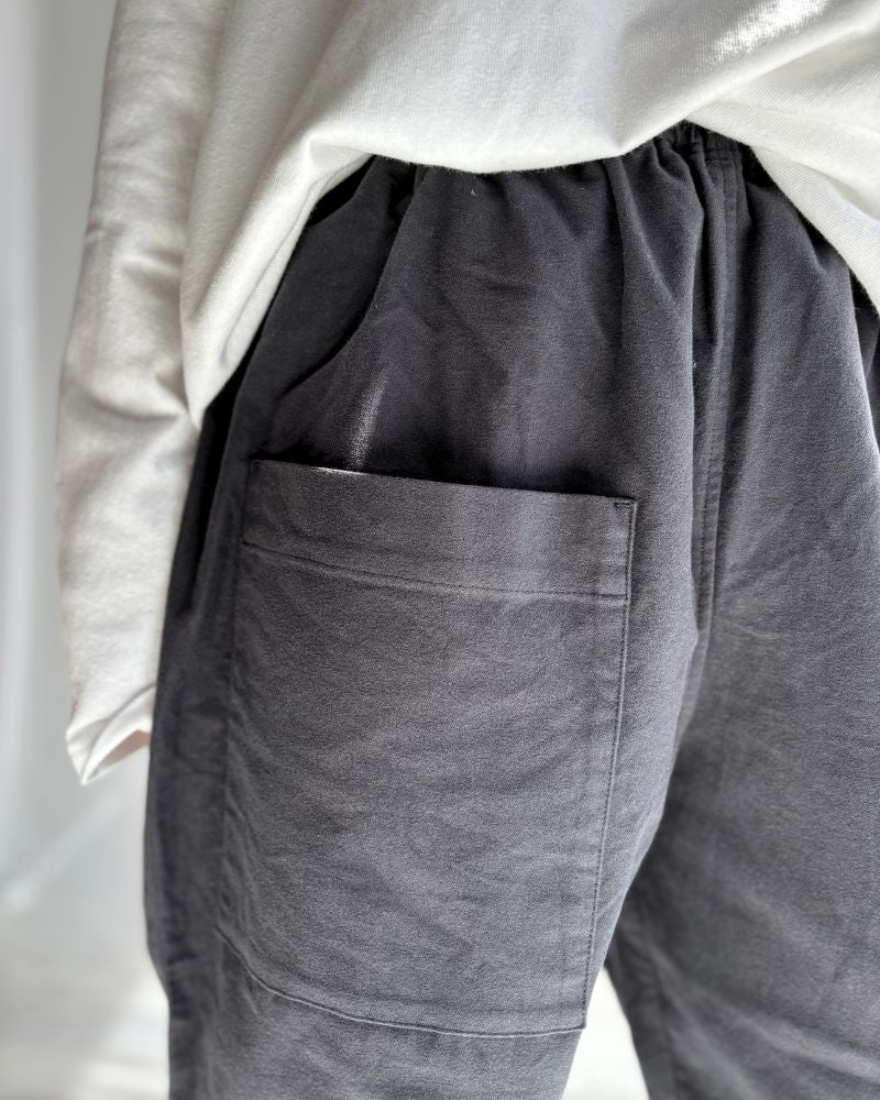 Asymmetrical Baker Pants (Moleskin)  in Dark Gray