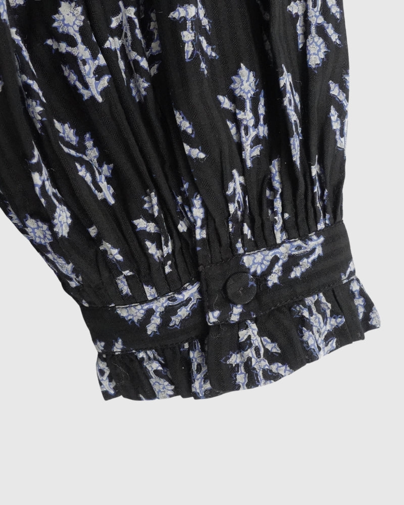 FRILL COLLAR SHIRT WITH MINI PINTUCK in Black