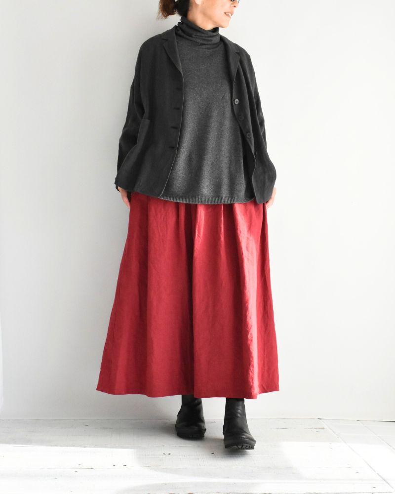 PLAIN STITCH DROP SHOULDER POLO NECK WITH SLIT in Charcoal