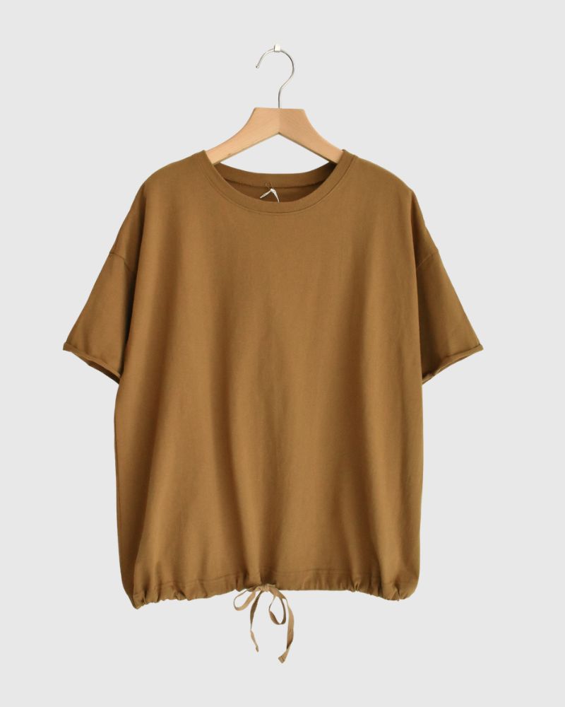 Half-Sleeve Drawstring T-shirt in DarkCamel