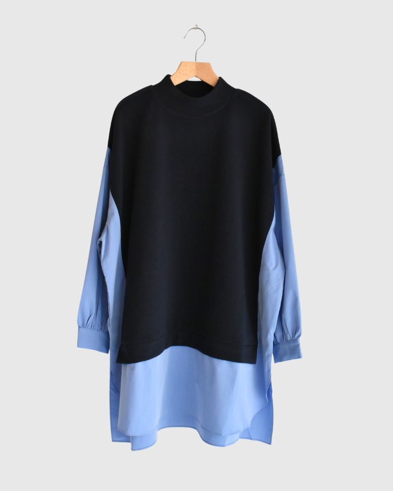 Knit combination top 'JOHA' in Navy