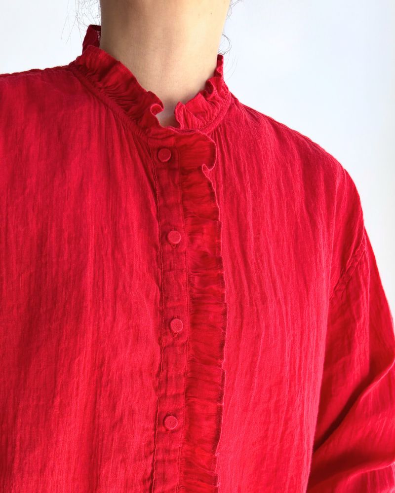FRILL COLLAR SHIRTS in DeepRed