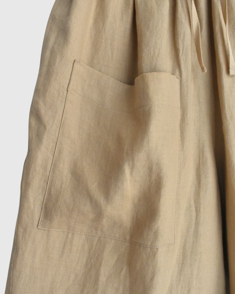 Asymmetric Pocket Baker Pants (LINEN) in Beige