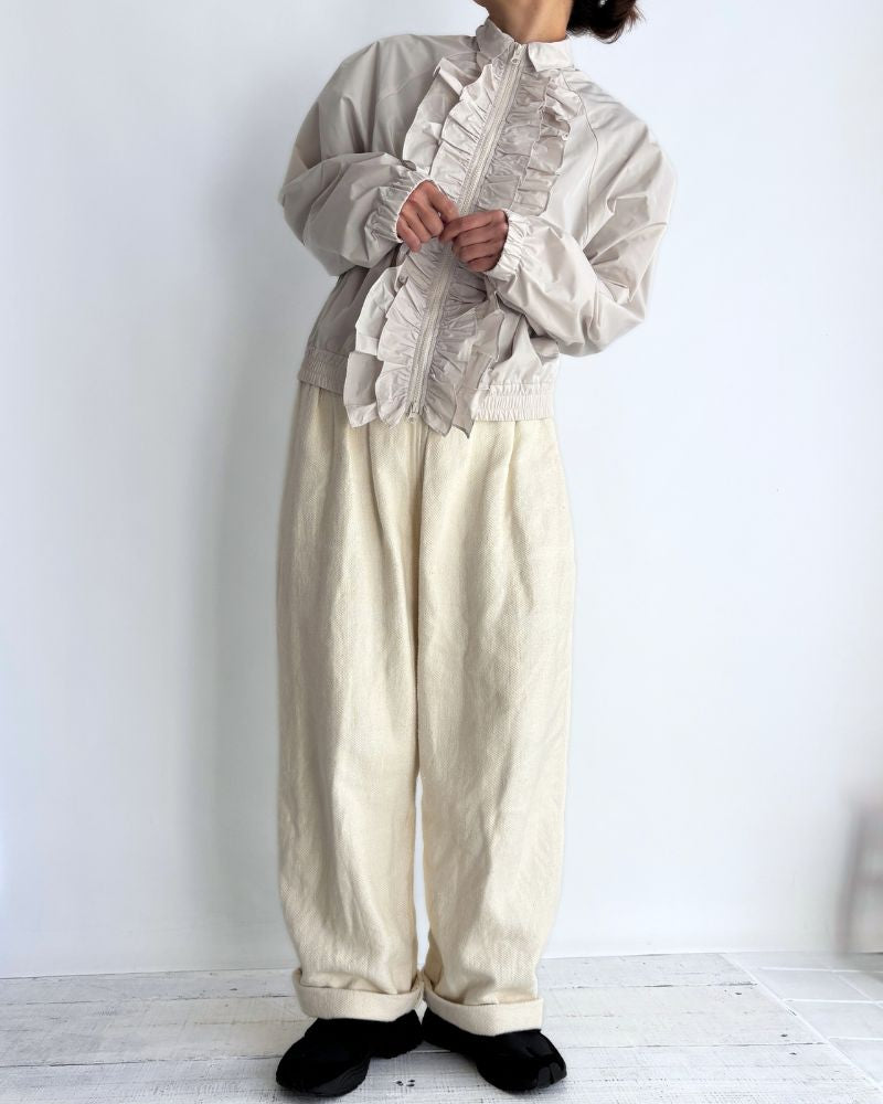 Front Frill Zip-Up Jumper in IceGray