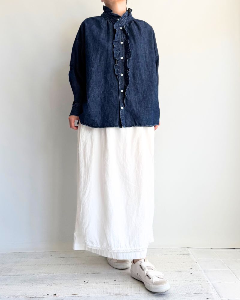 [Pre-order] F/W LA518 Ordinary Denim Frill Blouse (Late Sep - Early Oct)