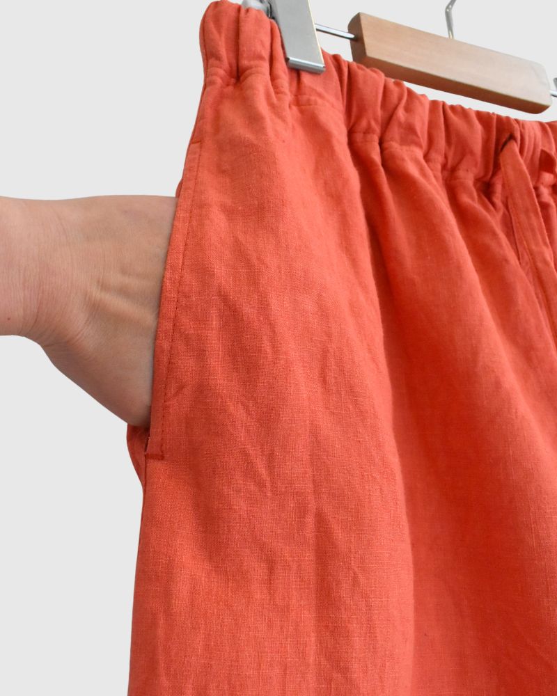 French Linen Wide Pants in Orange