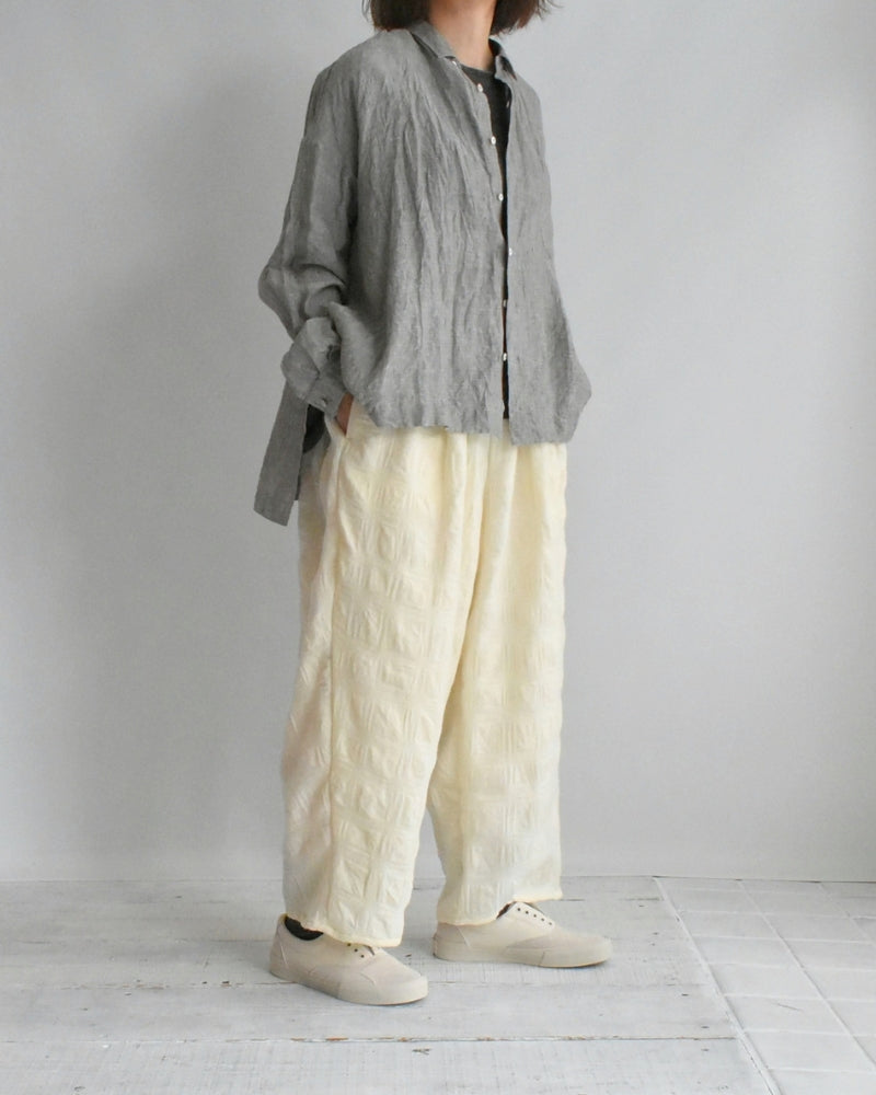 Wool Check Pants in Ivory