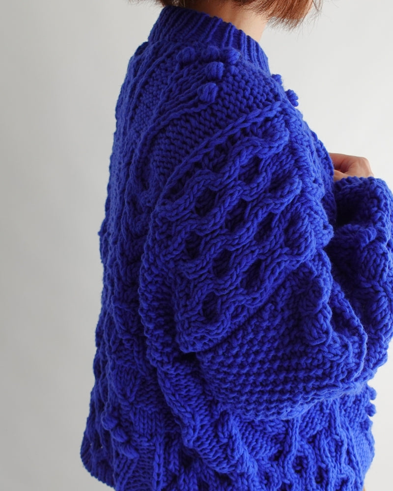 Peru Hand Knit Pullover in Blue