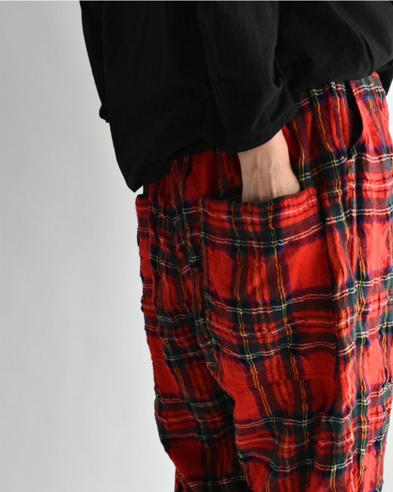 Cotton Wool Tartan Check Pants in Red