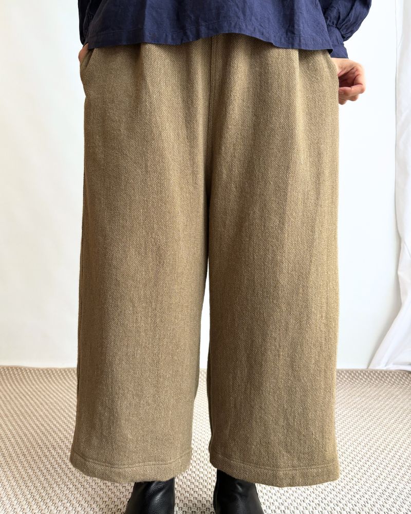 MERINO WOOL ORIHIMEDAKI PANTS in Beige