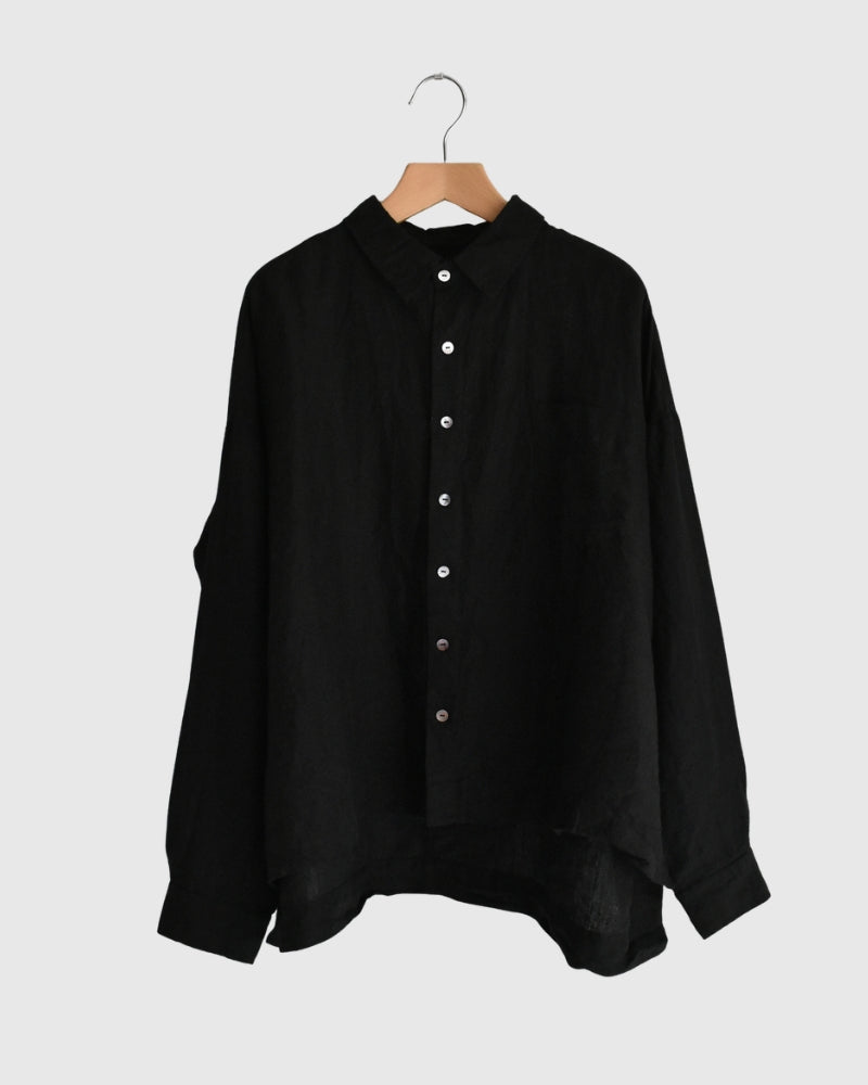Handwoven 60 Linen Shirt in Black