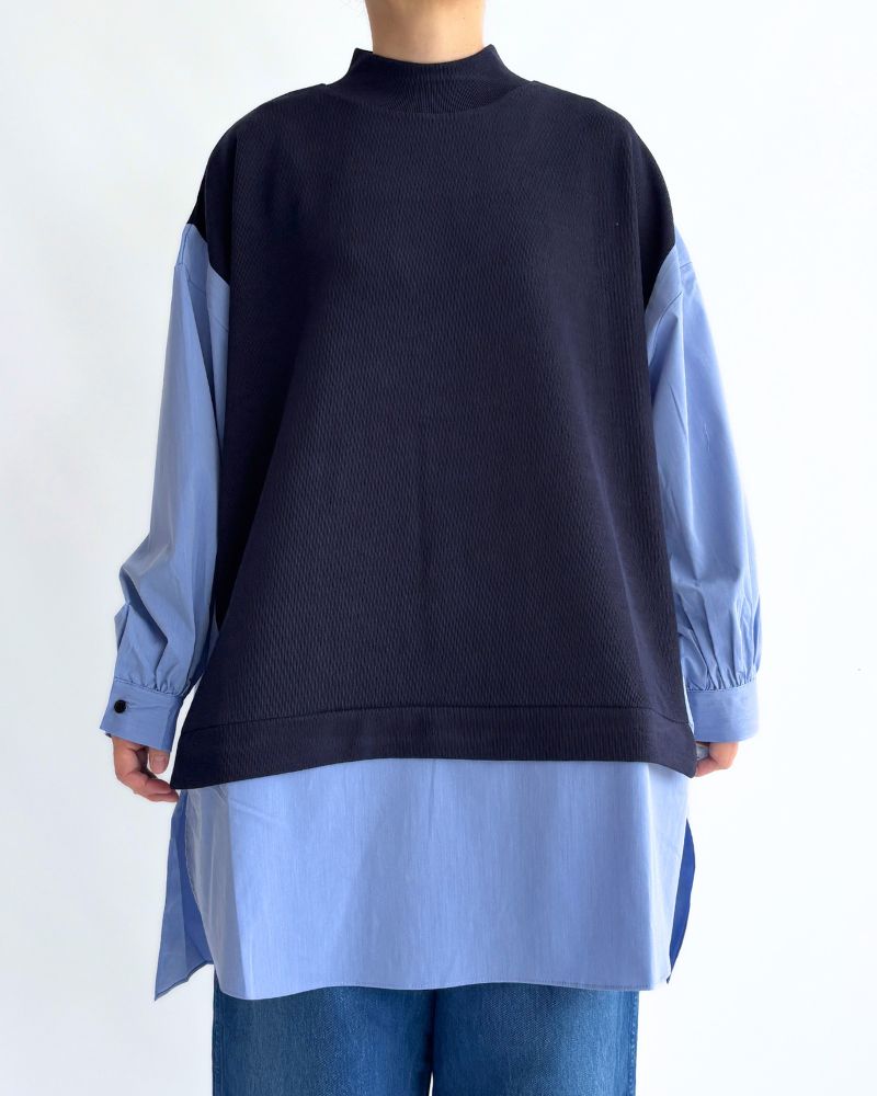 Knit combination top 'JOHA' in Navy