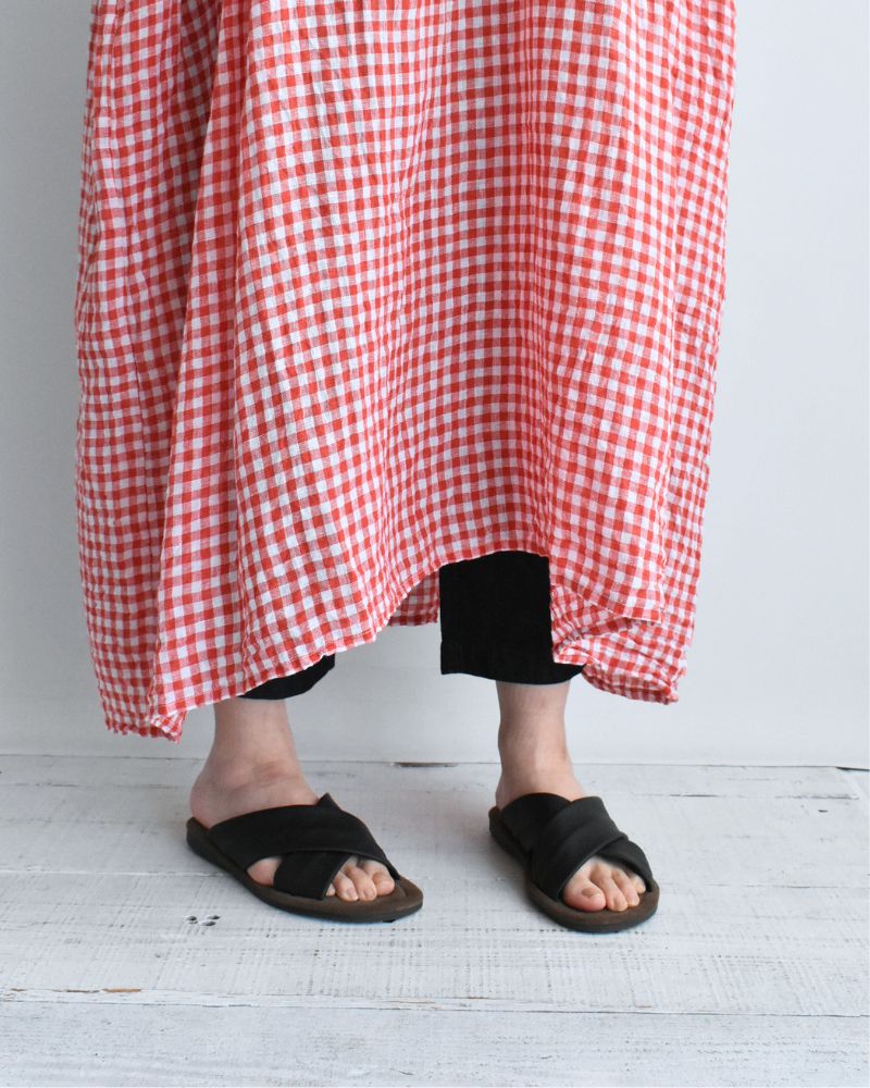 Gingham Check Linen Dress in RedCheck