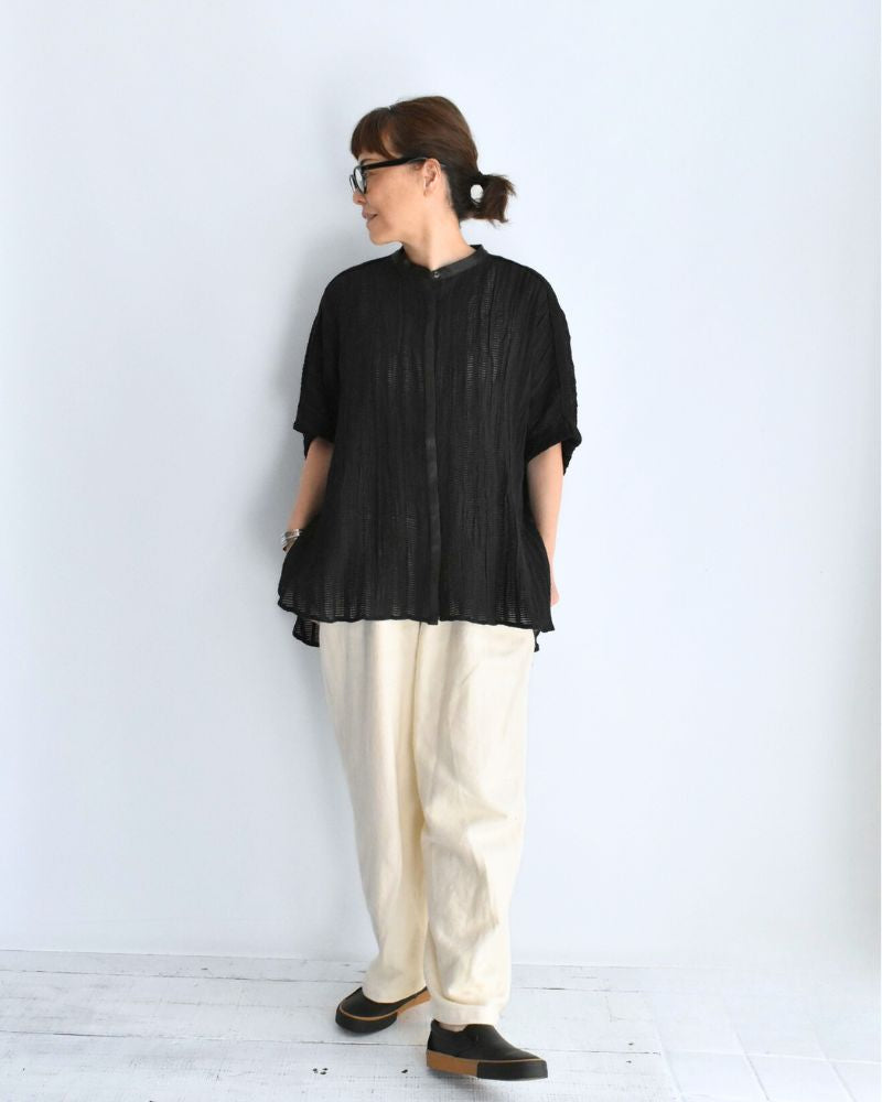 Wide Square Blouse in Black