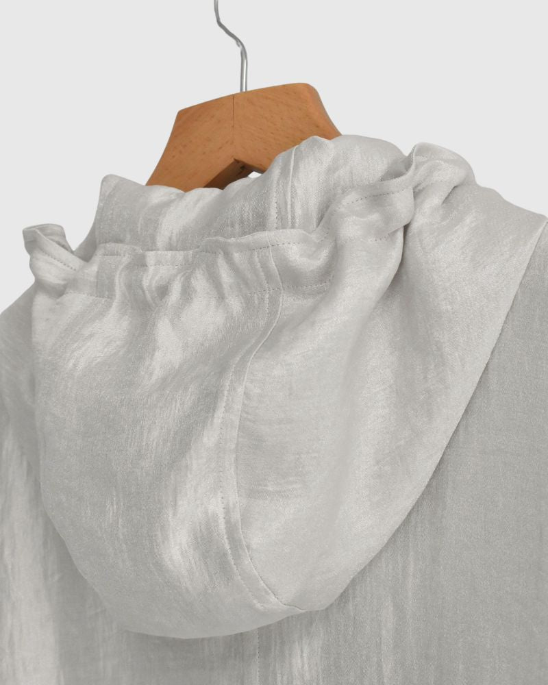 Shiny Hoodie Blouson in OffBeige