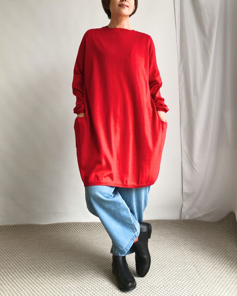 2-WAY Wide Long Cardigan in Red