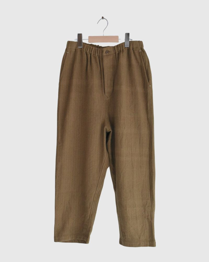 TEORI Cotton Herringbone Easy Tapered Pants in KhakiBrown