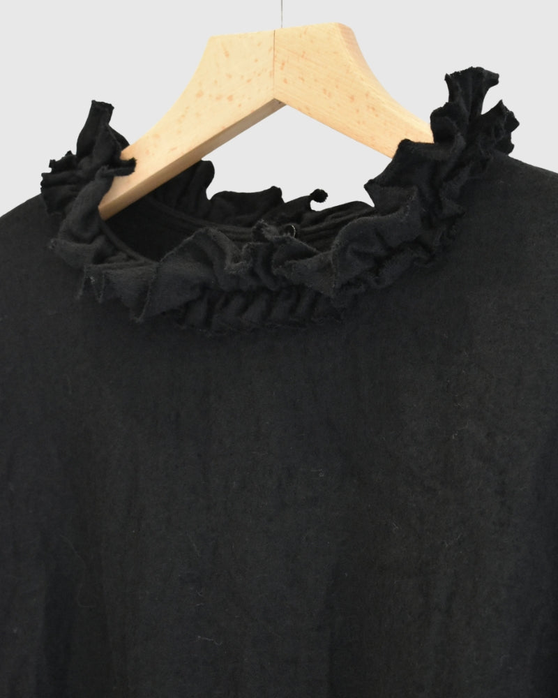 Wool Box Pullover in Black