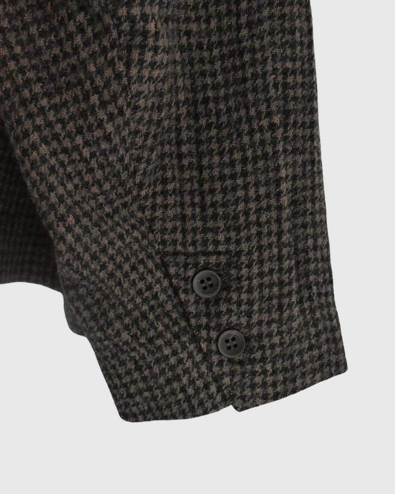 Wool Gauze Houndstooth Jacket in Mocha